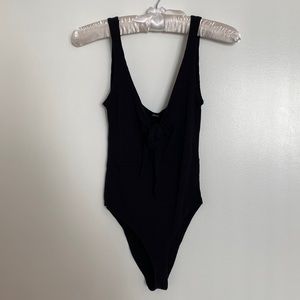 Black Ribbed Bodysuit